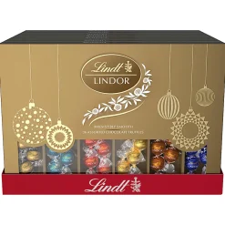 Lindt LINDOR Holiday Deluxe Assorted Chocolate Candy Truffles Gift Box, 15.2 Oz