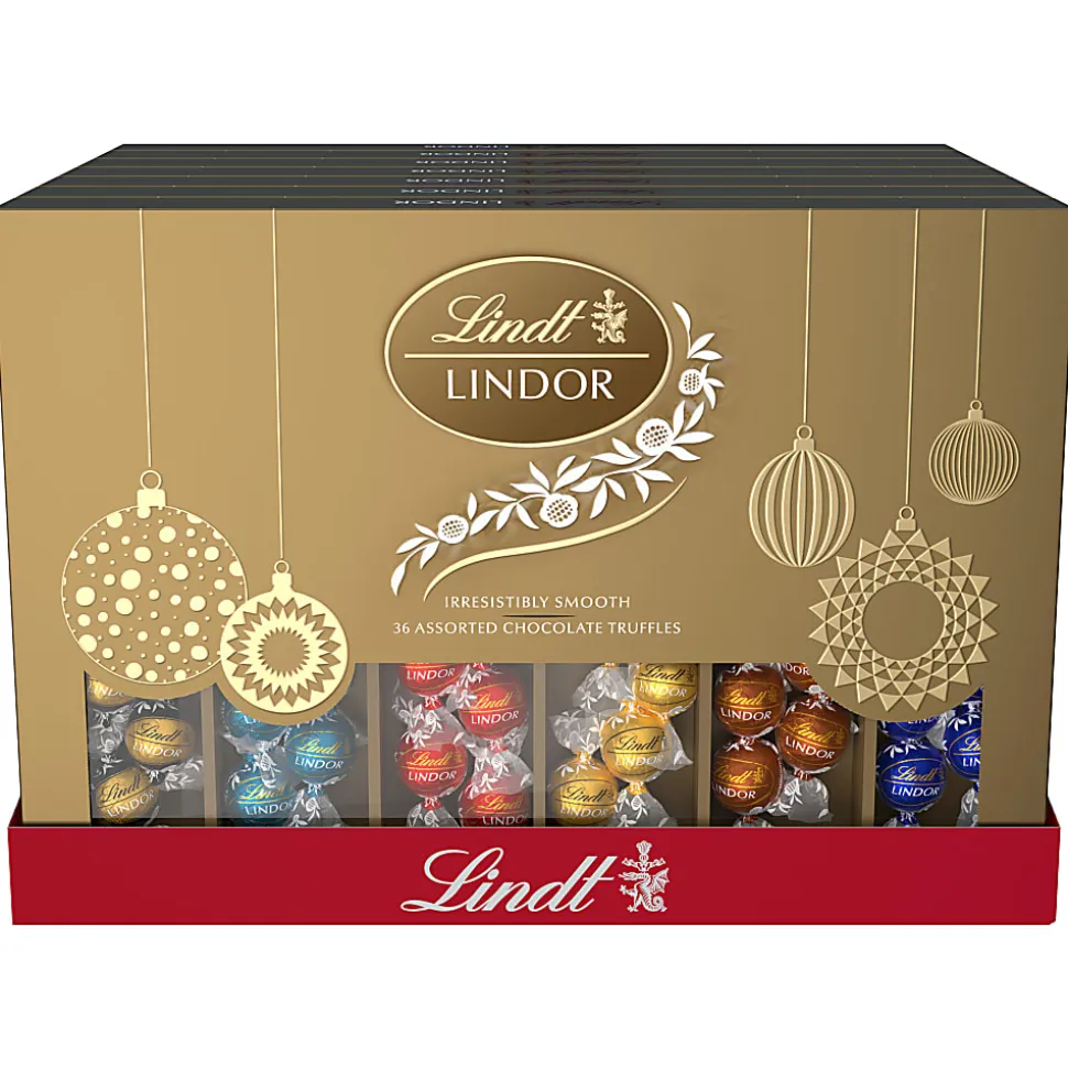 Lindt LINDOR Holiday Deluxe Assorted Chocolate Candy Truffles Gift Box, 15.2 Oz
