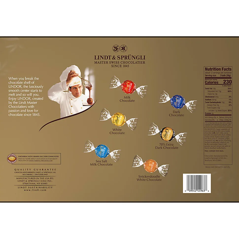 Lindt LINDOR Holiday Deluxe Assorted Chocolate Candy Truffles Gift Box, 15.2 Oz