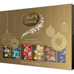 Lindt LINDOR Holiday Deluxe Assorted Chocolate Candy Truffles Gift Box, 15.2 Oz