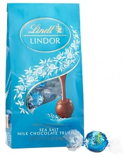 Lindt Lindor Milk Chocolate Sea Salt Truffles, 5.1 Oz, Case Of 3 Bags