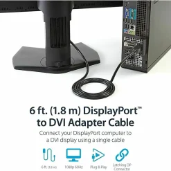 Line StarTech.com 6ft (1.8m) DisplayPort to DVI Cable, 1080p Video, DisplayPort to DVI-D Adapter/Converter Cable, DP 1.2 to DVI Monitor Cable