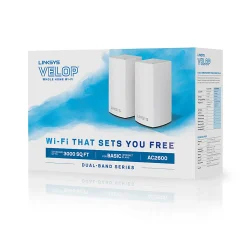 Linksys® Velop Intelligent Mesh™ 2-Port Gigabit Ethernet Wi-Fi Systems, WHW0102, Pack Of 2 Systems
