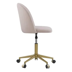 Linon Ashland Velvet Mid-Back Office Desk Chair, Blush Pink/Gold