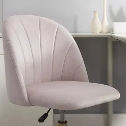 Linon Ashland Velvet Mid-Back Office Desk Chair, Blush Pink/Gold