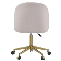 Linon Ashland Velvet Mid-Back Office Desk Chair, Blush Pink/Gold