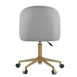 Linon Ashland Velvet Mid-Back Office Desk Chair, Gray/Gold