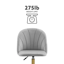 Linon Ashland Velvet Mid-Back Office Desk Chair, Gray/Gold
