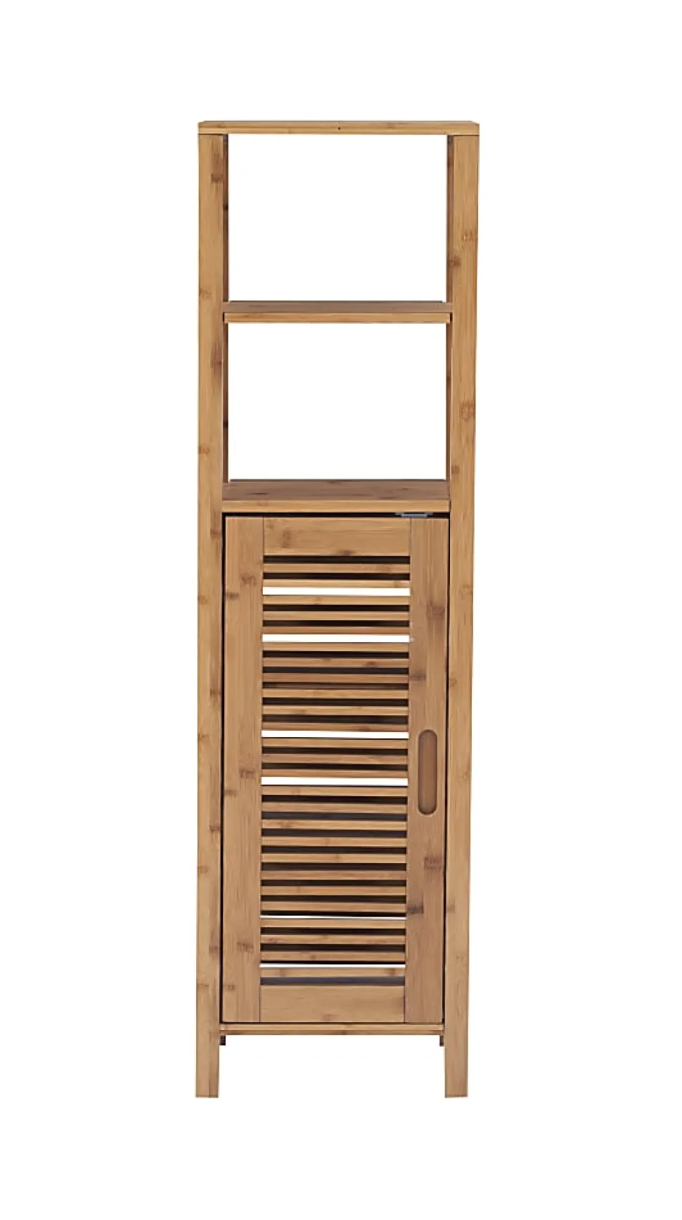Linon Bullock 13"W Single Door Bamboo Cabinet with Shelves, Natural