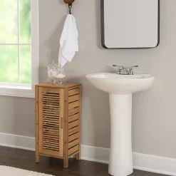 Linon Bullock 13"W Single Door Bamboo Cabinet, Natural