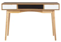 Linon Caden 48"W Home Office Computer Desk With Drawers, Natural/White