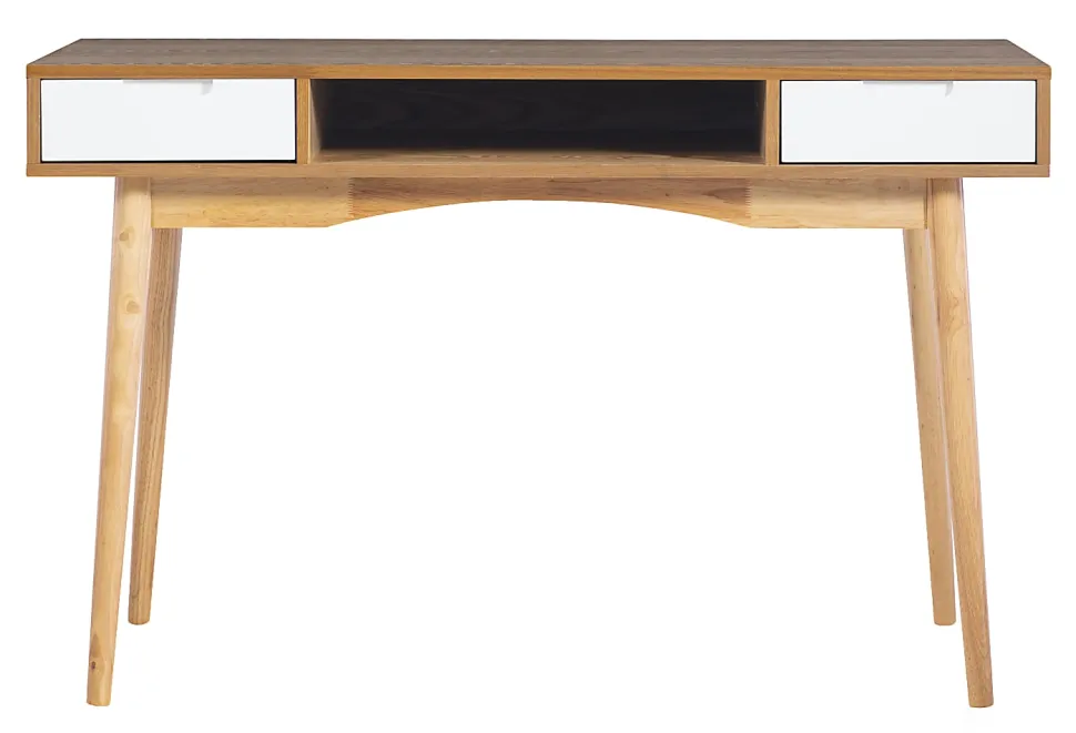 Linon Caden 48"W Home Office Computer Desk With Drawers, Natural/White