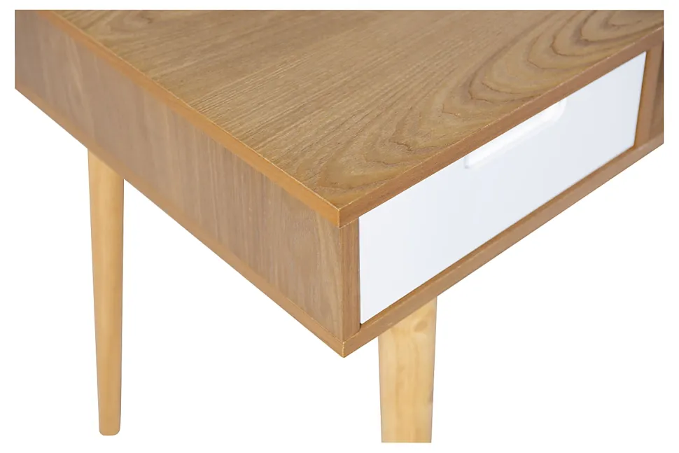 Linon Caden 48"W Home Office Computer Desk With Drawers, Natural/White