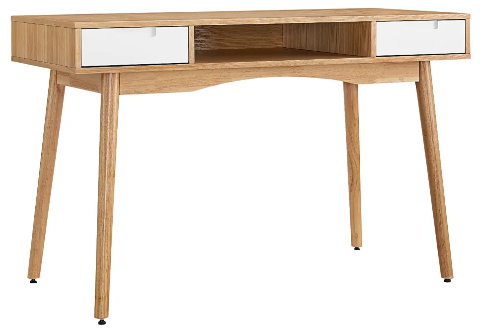 Linon Caden 48"W Home Office Computer Desk With Drawers, Natural/White