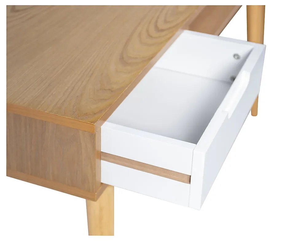Linon Caden 48"W Home Office Computer Desk With Drawers, Natural/White