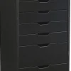 Linon Casimer 8-Drawer Rolling Home Office Storage Cart, Black