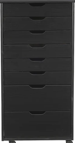 Linon Casimer 8-Drawer Rolling Home Office Storage Cart, Black