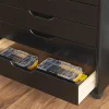 Linon Casimer 6-Drawer Wide Rolling Home Office Storage Cart, Black