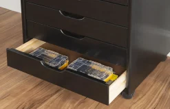 Linon Casimer 6-Drawer Wide Rolling Home Office Storage Cart, Black