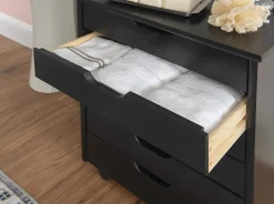 Linon Casimer 6-Drawer Wide Rolling Home Office Storage Cart, Black