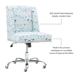 Linon Cooper Mid-Back Home Office Chair, Glasses Print/Chrome