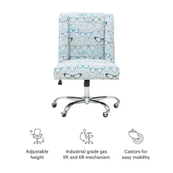 Linon Cooper Mid-Back Home Office Chair, Glasses Print/Chrome