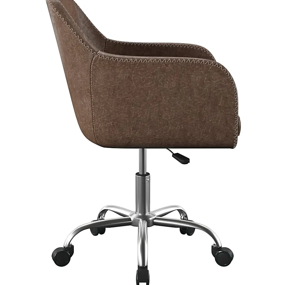 Linon Home Decor Products Ryker Fabric Mid-Back Home Office Chair, Rustic Brown/Silver