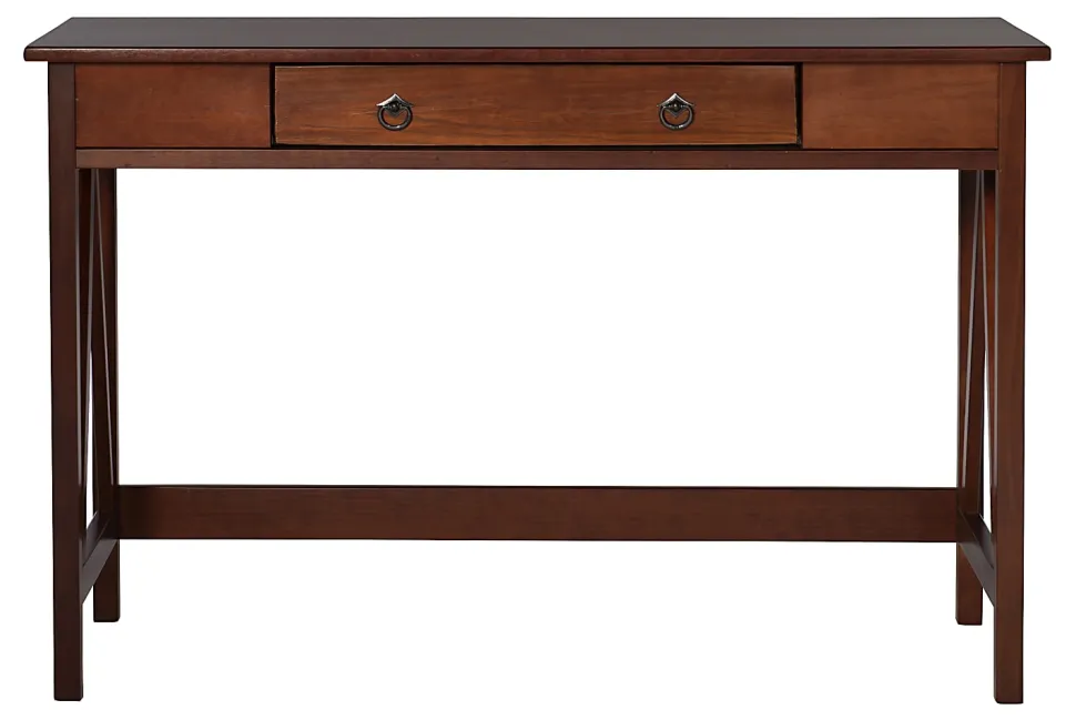 Linon Rockport 46"W Home Office Writing Desk, Antique Tobacco