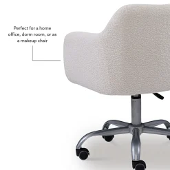 Linon Ryker Sherpa Home Office Chair, Chrome/Natural Sherpa