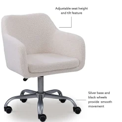 Linon Ryker Sherpa Home Office Chair, Chrome/Natural Sherpa