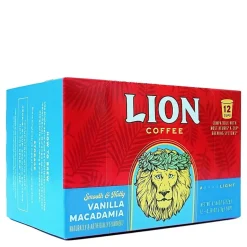 Lion Coffee Single Serve Pods, Vanilla Macadamia, Pack Of 12 Pods