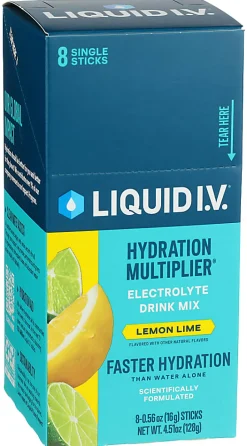 Liquid I.V. Hydration Multiplier Electrolyte Drink Mix, Lemon Lime, 0.56 Oz, Total Qty 8