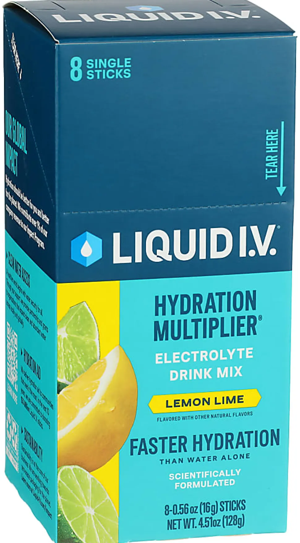 Liquid I.V. Hydration Multiplier Electrolyte Drink Mix, Lemon Lime, 0.56 Oz, Total Qty 8