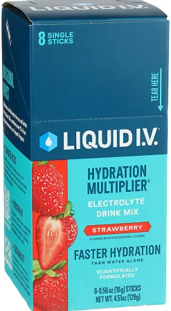 Liquid I.V. Hydration Multiplier Electrolyte Drink Mix, Strawberry, 0.56 Oz, Total Qty 8
