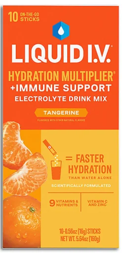 Liquid IV Hydration Multiplier+ Immune Support Drink Mix, 0.56 Fl Oz, Tangerine, Pack Of 10 Pouches