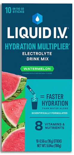 Liquid IV Hydration Multiplier Sticks, Watermelon, 4.52 Fl Oz, Pack Of 10 Sticks