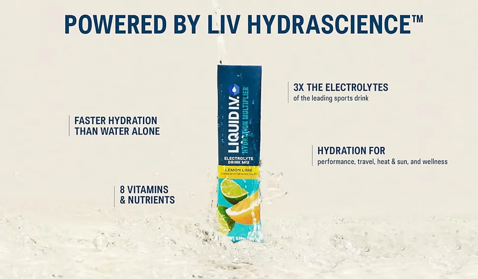 Liquid IV Lemon Lime Hydration Multiplier, 0.56 Fl Oz, Pack Of 10 Pouches