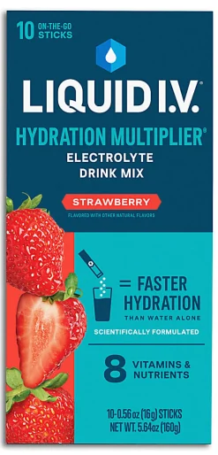 Liquid IV Strawberry Hydration Multiplier, 0.56 Fl Oz, Pack Of 10 Pouches