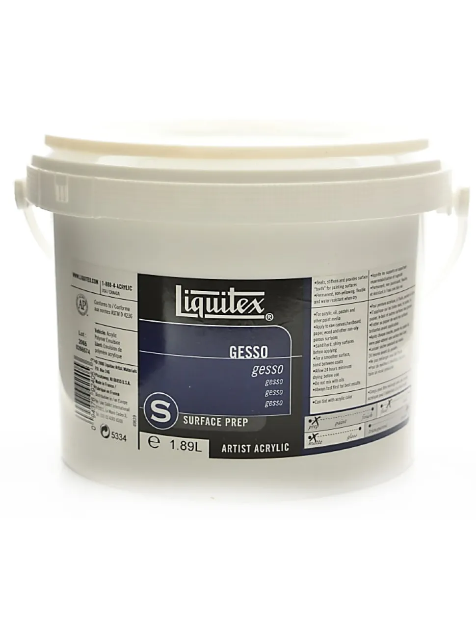 Liquitex - Gesso - acrylic - for acrylic paint, oil paint - titanium white - 0.5 gal