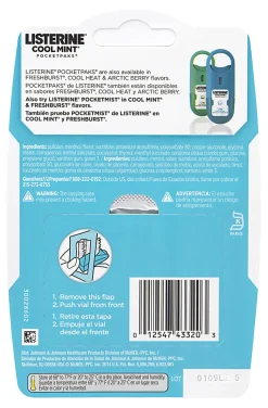 Listerine Cool Mint Pocketpacks Breath Strips, 24 Strips Per Pocketpack, Box Of 18 Pocketpacks