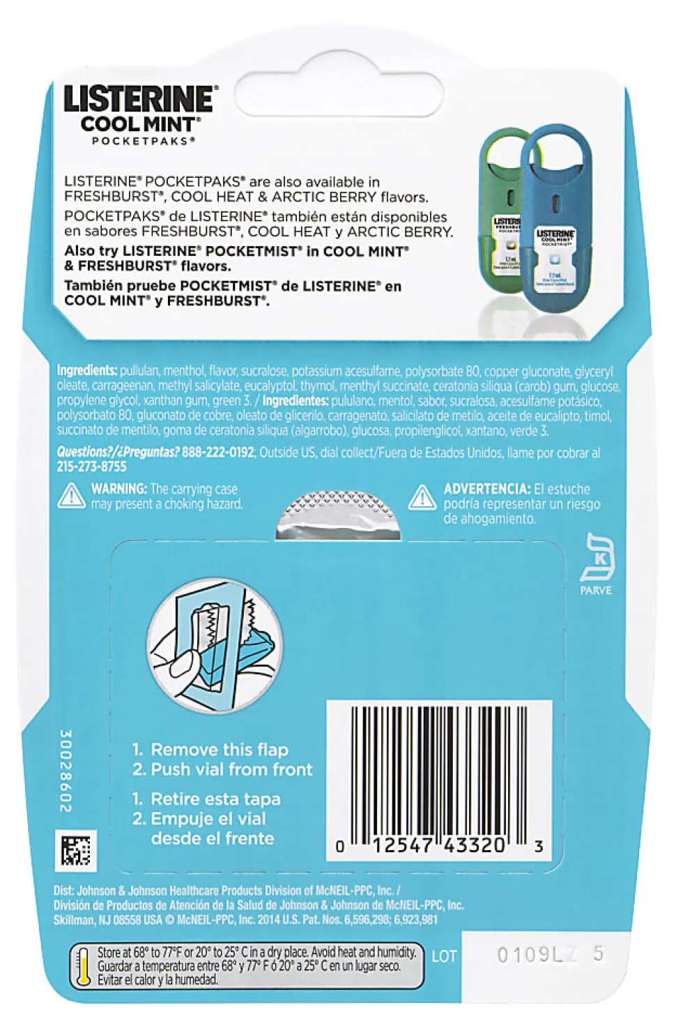 Listerine Cool Mint Pocketpacks Breath Strips, 24 Strips Per Pocketpack, Box Of 18 Pocketpacks