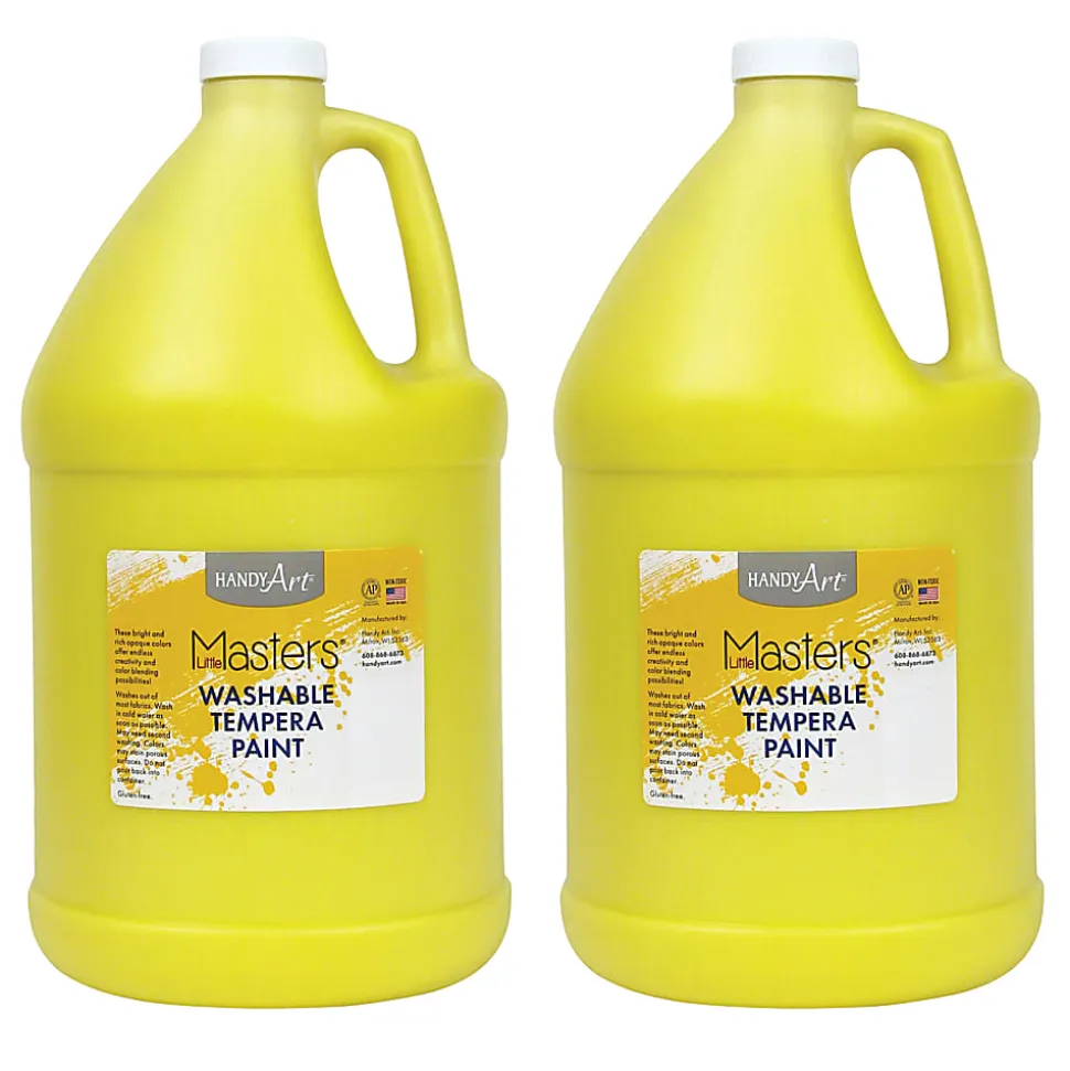 Little Masters® Washable Tempera Paint, 128 Oz, Yellow, Pack Of 2