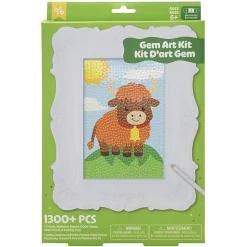 Little Yellow Bicycle Cow Framed Gem Art Kit, 10-1/4" x 7", Total Qty 1