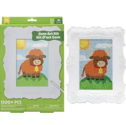 Little Yellow Bicycle Cow Framed Gem Art Kit, 10-1/4