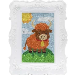 Little Yellow Bicycle Cow Framed Gem Art Kit, 10-1/4