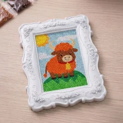 Little Yellow Bicycle Cow Framed Gem Art Kit, 10-1/4
