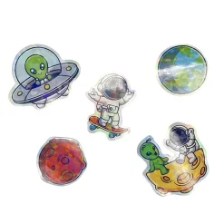 Little Yellow Bicycle Holographic Stickers, Space, Sheet Of 10 Stickers