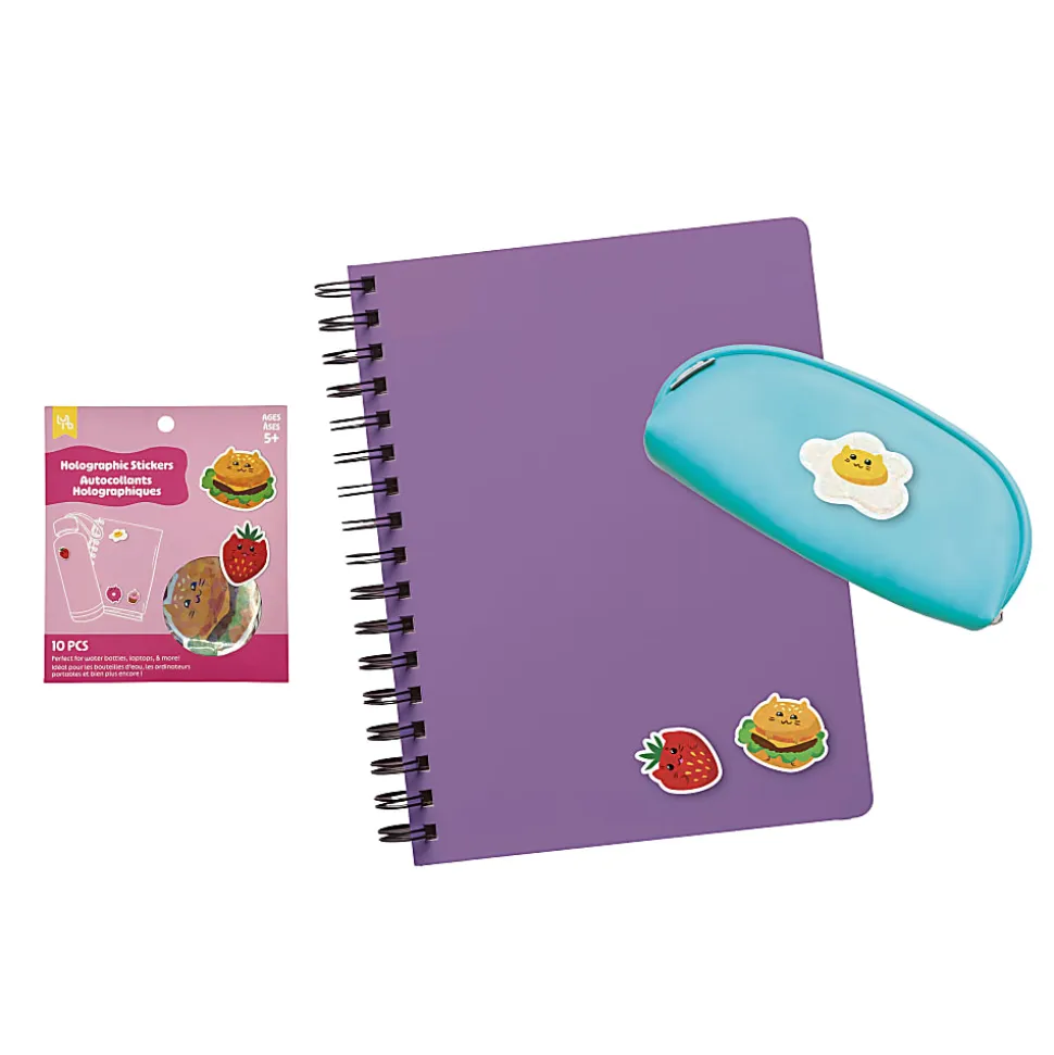 Little Yellow Bicycle Holographic Stickers, Kawaii Food, Sheet Of 10 Stickers