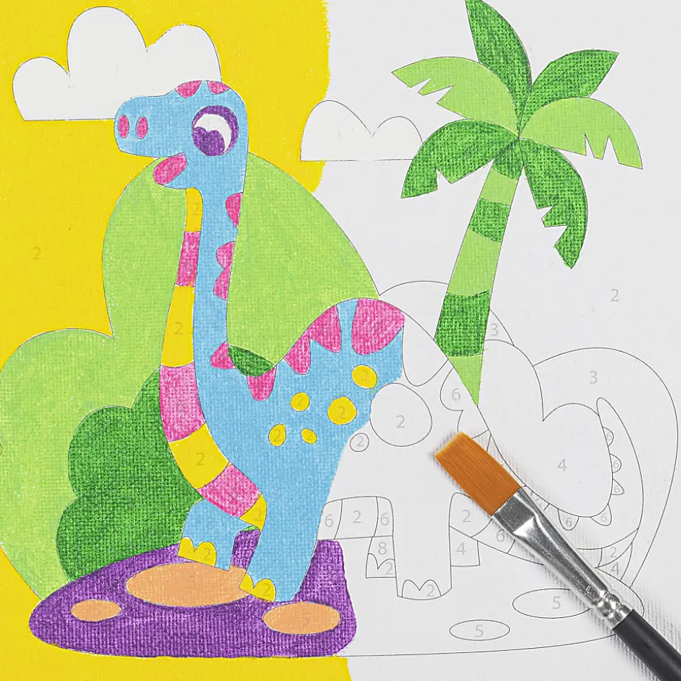 Little Yellow Bicycle® Paint-by-Number Kit, Dino, Kit Of 12 Pieces
