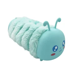 Little Yellow Bicycle® Plush Silicone Pencil Case, Caterpillar, 2-3/4” x 8-1/4”, Blue